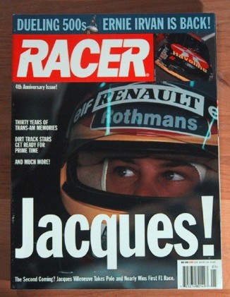 RACER MAGAZINE 1996 MAY - SUNACO T-A CAMAROS, TRANS-AM HISTORY, VILLENEUVE